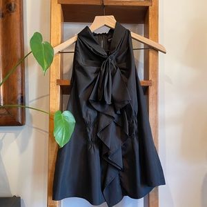 Central Park West SZ M Black Sleeveless Ruffle Top!